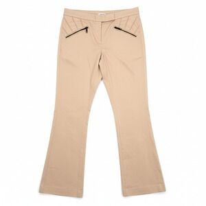 Cache Y2K Bootcut Pants Low Rise Zipper Pocket Stretch Beige Cotton Blend Size 4